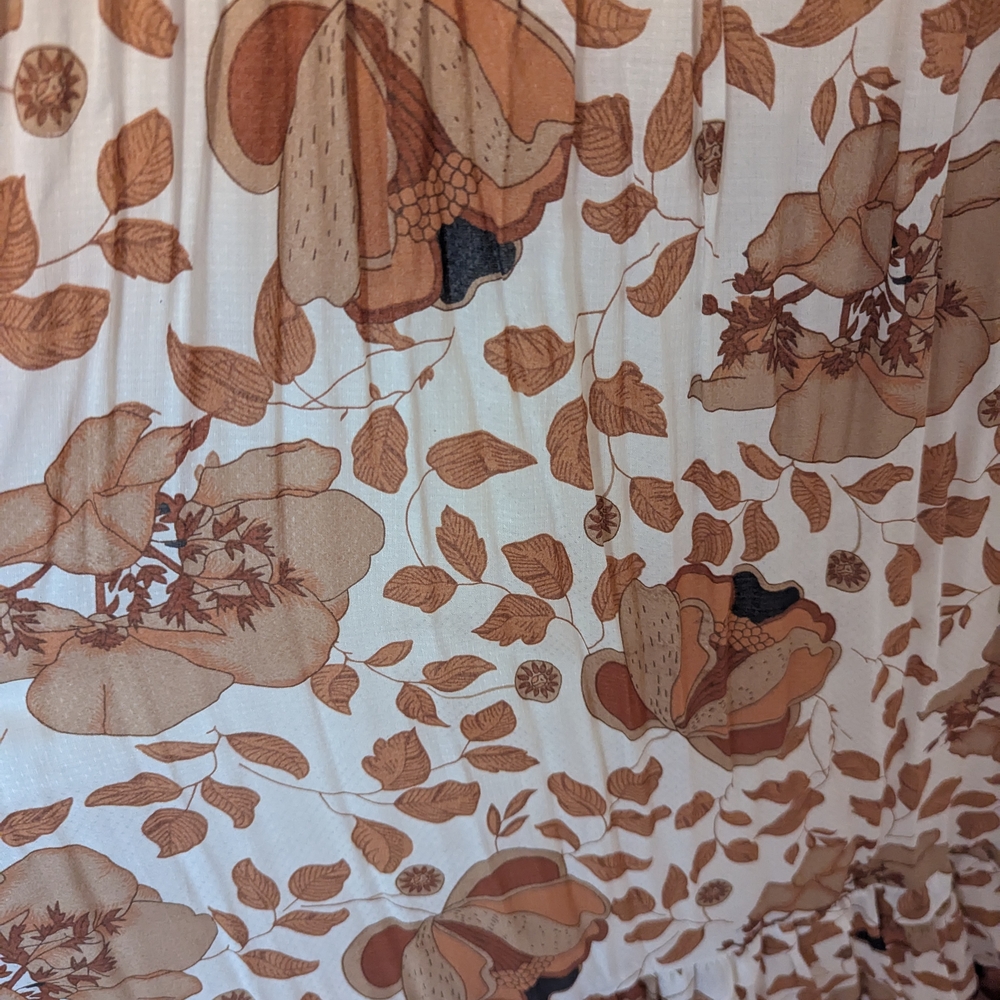 Anthropologie Cream and Brown Floral Maxi Dress - Picture 6 of 7